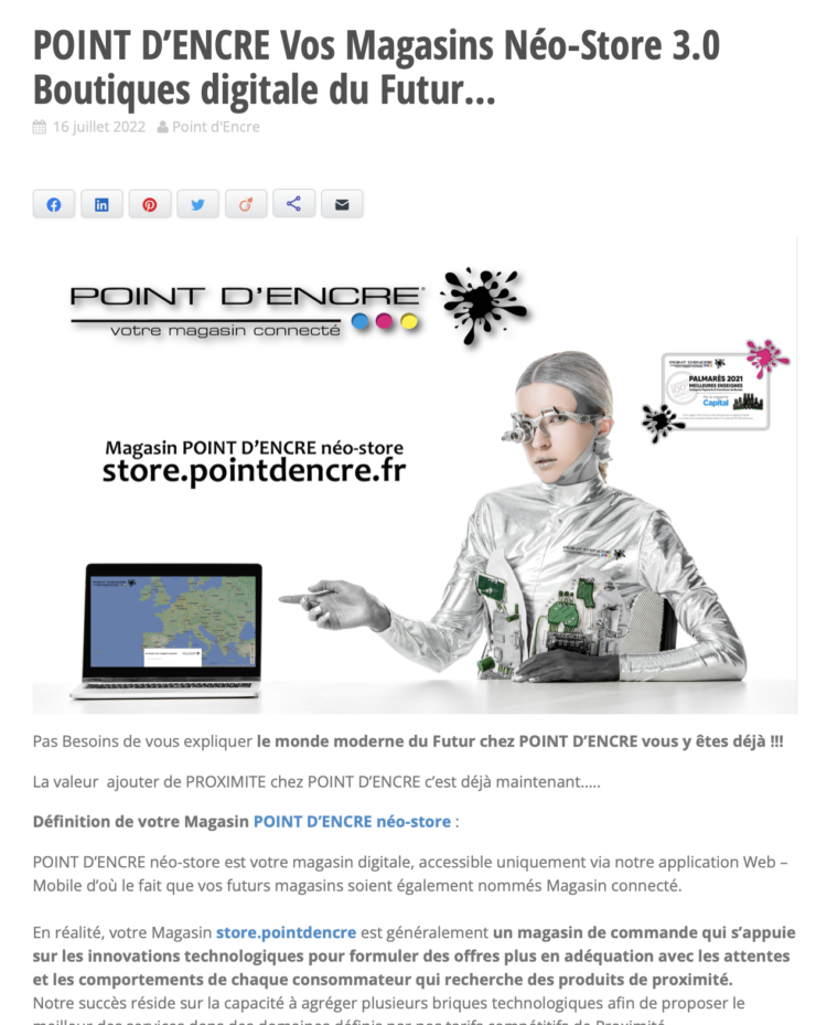 POINT D’ENCRE Vos Magasins Néo-Store 3.0 Boutiques digitale du Futur…