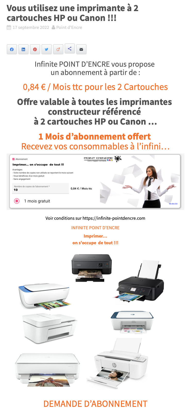 Vous utilisez une imprimante à 2 cartouches HP ou Canon !!!