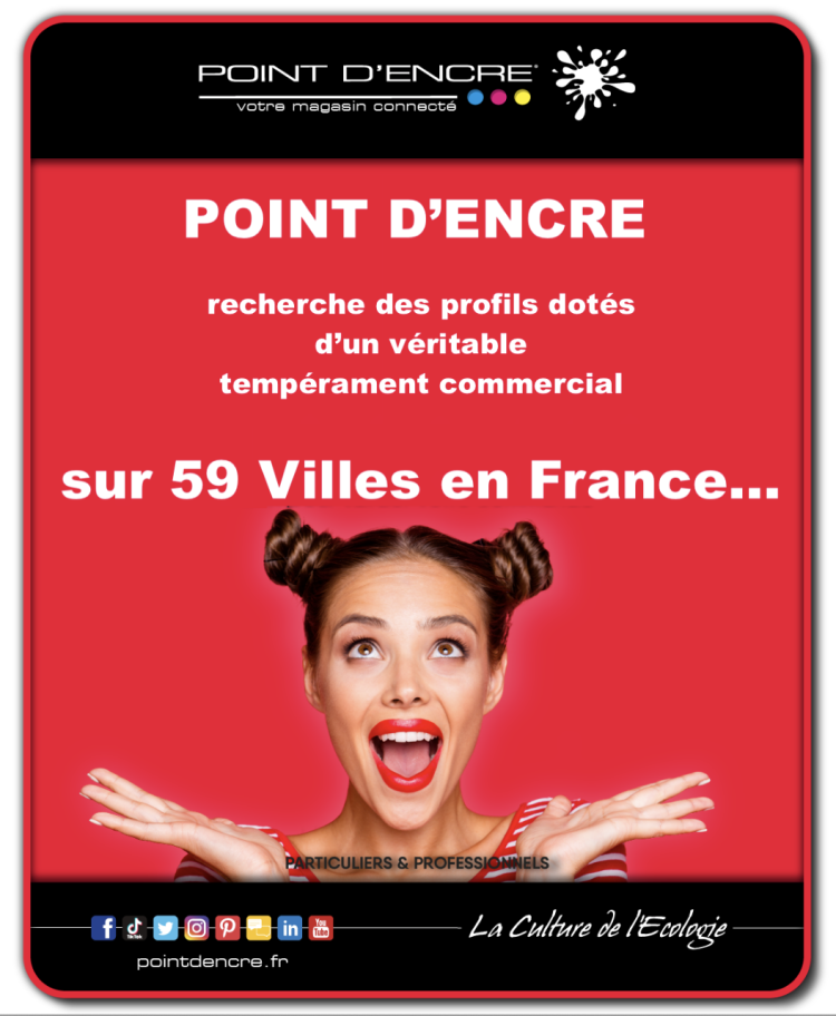 POINT D’ENCRE recherche des profils dotés d’un véritable tempérament commercial sur 59 Villes en France…