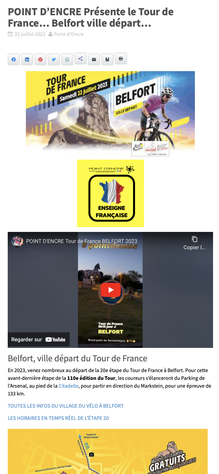 POINT D’ENCRE Présente le Tour de France… Belfort ville départ…