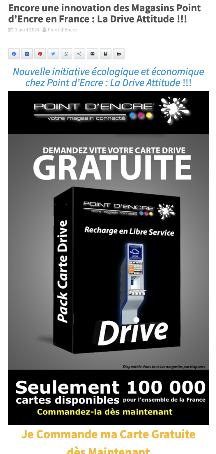 Encore une innovation des Magasins Point d’Encre en France : La Drive Attitude !!!