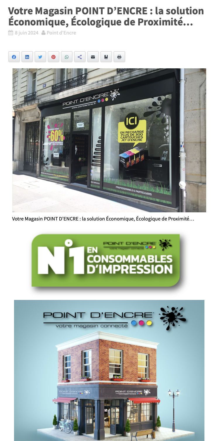 Votre Magasin POINT D’ENCRE : la solution Économique, Écologique de Proximité…