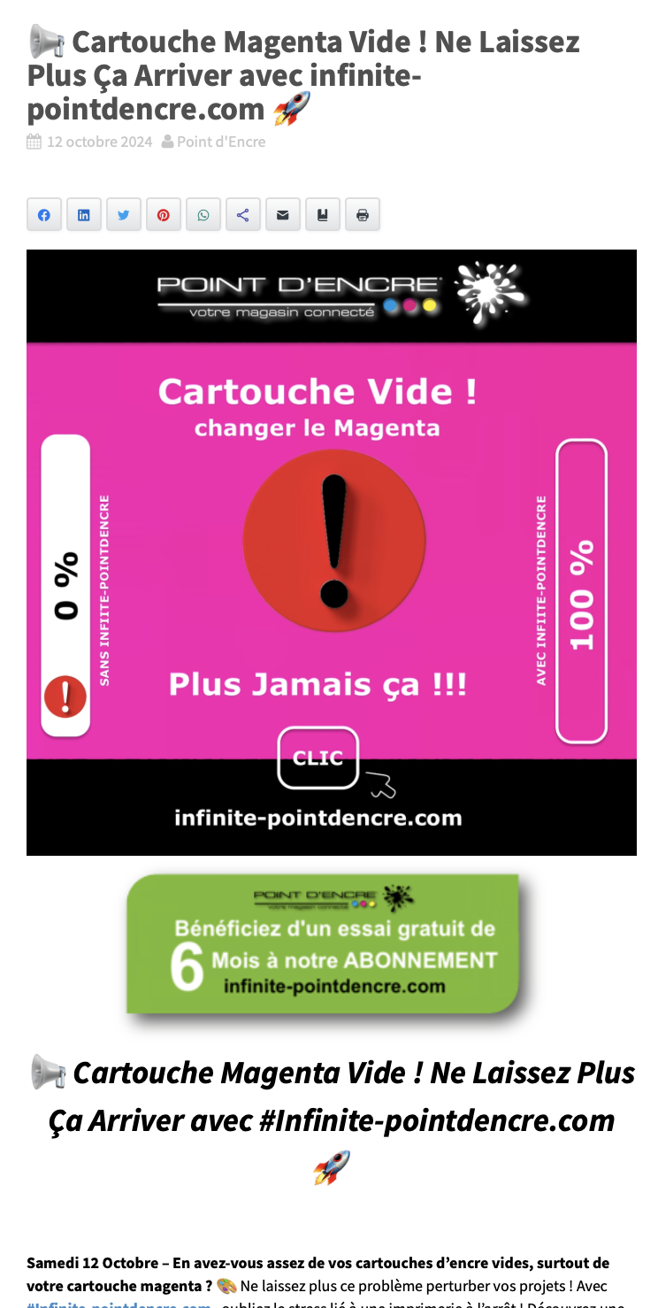 📢 Cartouche Magenta Vide ! Ne Laissez Plus Ça Arriver avec infinite-pointdencre.com 🚀