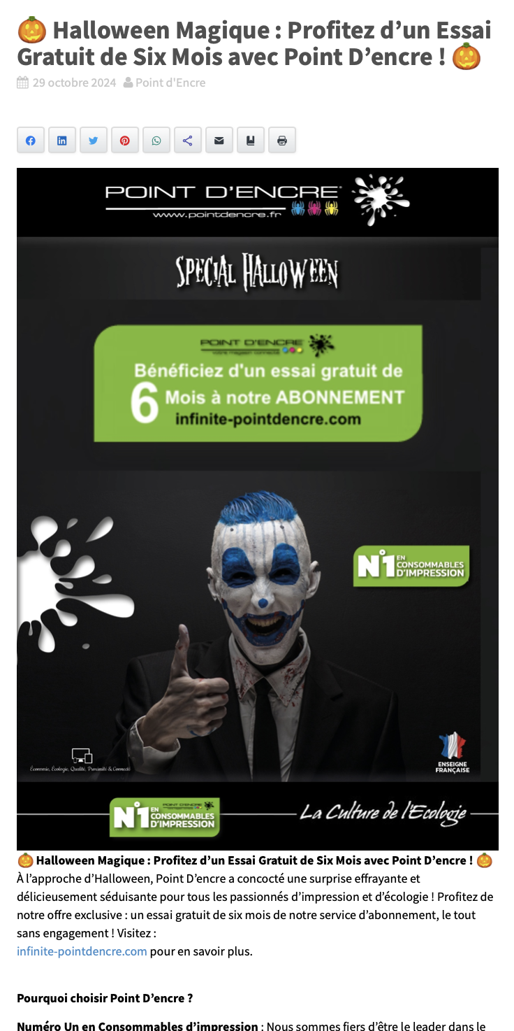 🎃 Halloween Magique : Profitez d’un Essai Gratuit de Six Mois avec Point D’encre ! 🎃