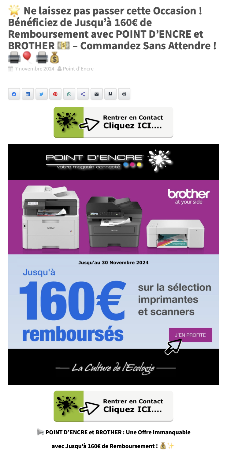 🌟 Ne laissez pas passer cette Occasion ! Bénéficiez de Jusqu'à 160€ de Remboursement avec POINT D'ENCRE et BROTHER 💵 – Commandez Sans Attendre ! 🖨️🎈🖨️💰