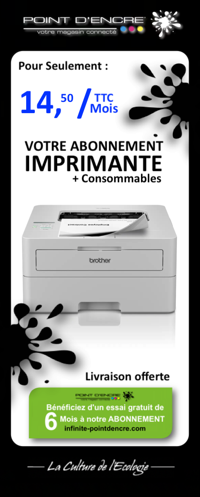 Abonne-toi à l’imprimante Brother HL-L2865DW Imprimante laser monochrome professionnelle compacte A4 Abonnement Imprimante + Consommables…