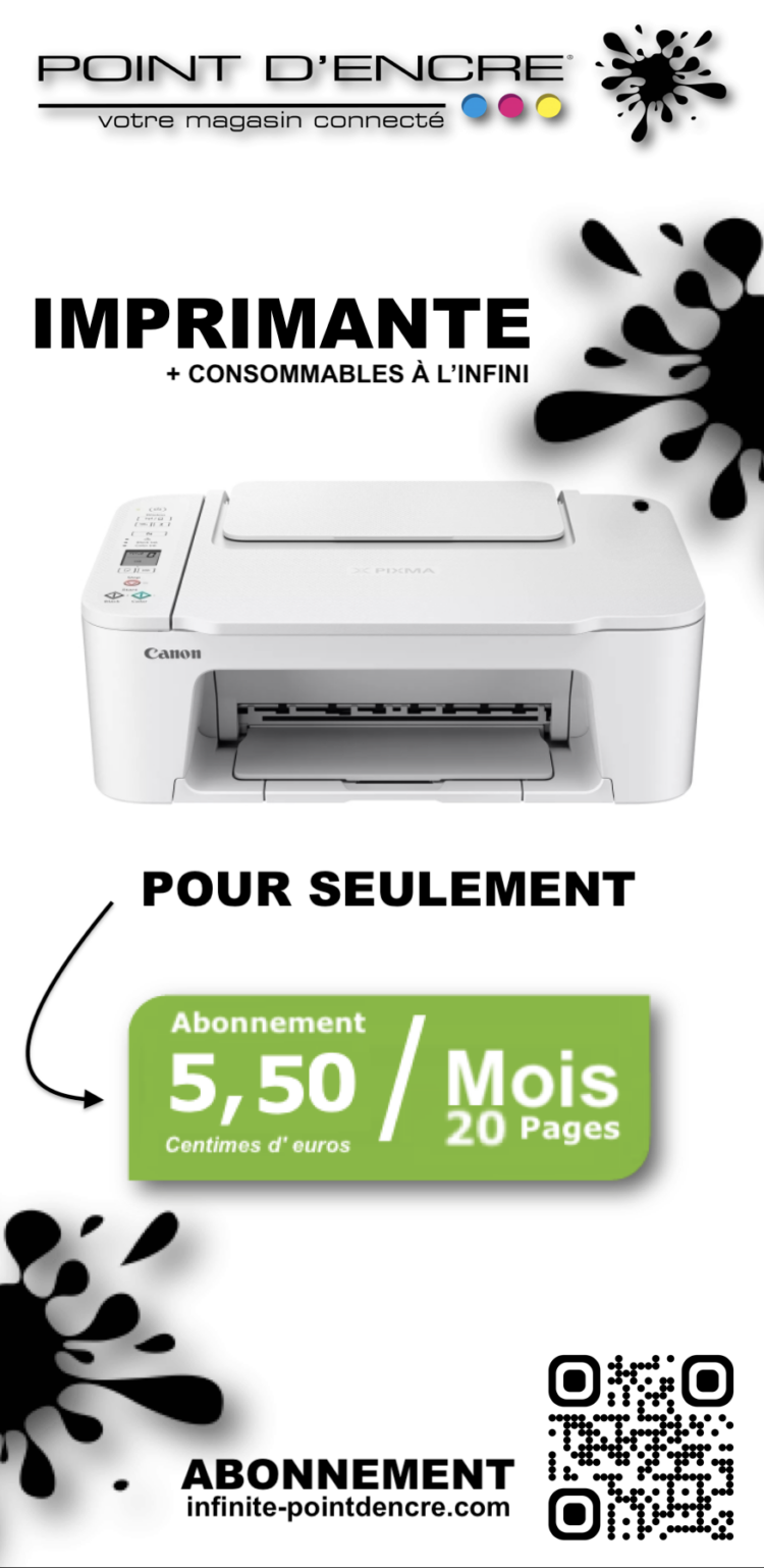 Abonnement infinite : Imprimante et Consommables Inclus pour vos impressions Illimitées pour seulement 5,50 € / Mois !!! #mprimante #ConsommablesIllimités #ServiceInfinitePointDencre #Impression #TechnologieDImpression #Imprimantes #HP #Canon #Epson #Brother #Lexmark #Xerox #Ricoh #ImpressionDocuments #Economies #Bureau #TravailÀDomicile #BureauÀDomicile #ImprimanteProfessionnelle #ServiceDImpression #ImpressionSansLimites #Innovation #Startups