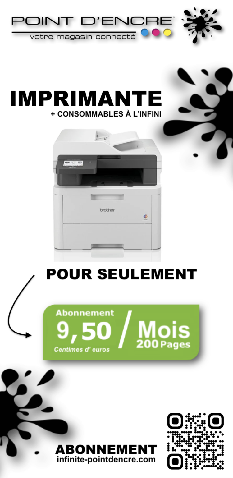 Abonnement d'impression : Imprimante et Cartouches d’Encre Incluses à Seul 9,50 €/Moins ! !! #Brother #MFCL3740CDW #ImprimanteMultifonction #AbonnementImprimante #ConsommablesInclus #ImpressionLaser #WiFi #ImpressionCouleur #Economies #Bureau #TravailÀDomicile #ImpressionSansLimites #TechnologieDImpression