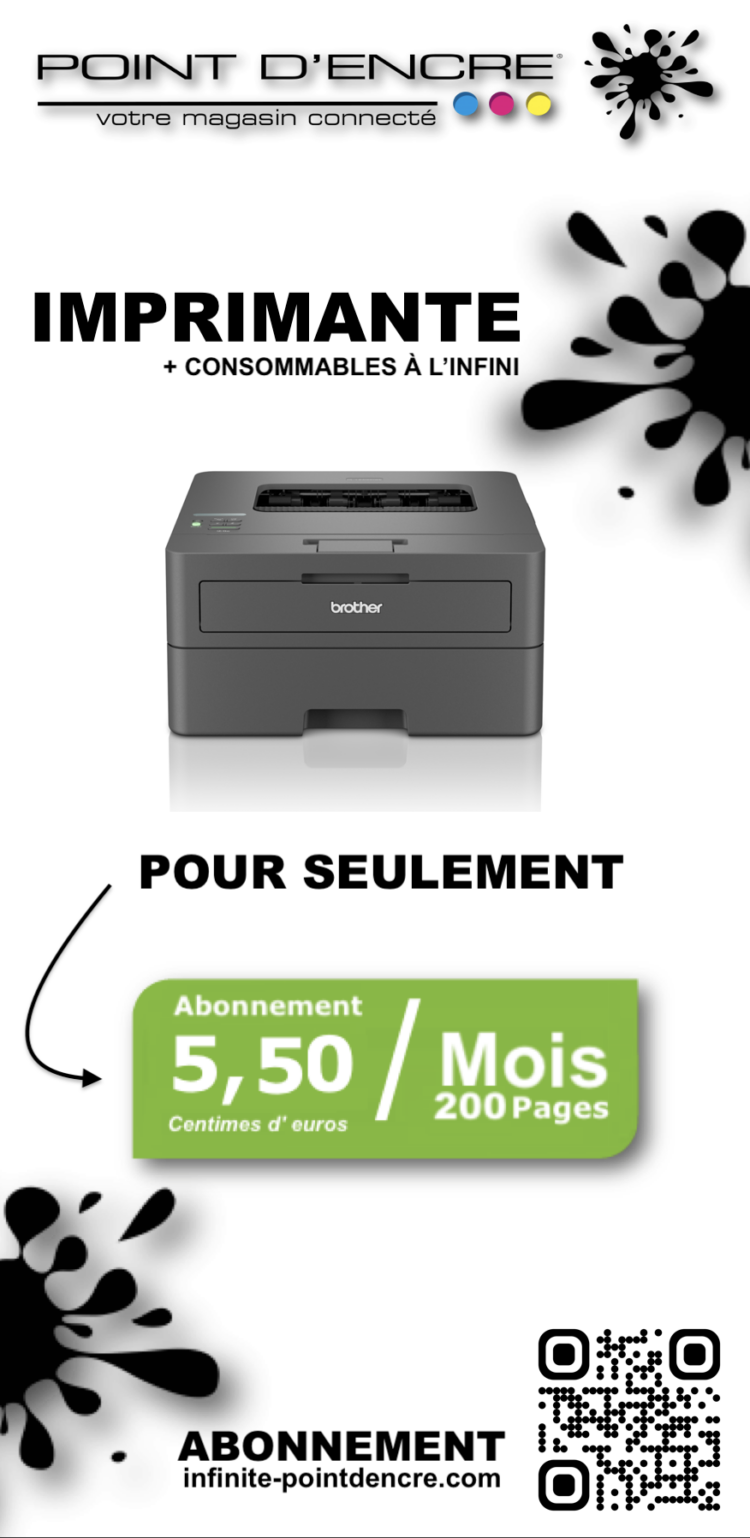 Abonnement Imprimante Brother HL-L2400DWE : Cartouche d’Encre Incluse pour vos impressions avec l'infinite-pointdencre.com !!! #Brother #HL2400DWE #ImprimanteLaser #AbonnementImprimante #ConsommablesInclus #ImpressionMonochrome #ImpressionRectoVerso #WiFi #ServicesDEntretien #ImpressionFacile #Economies #Bureau #TravailÀDomicile #ImprimanteÀPetitPrix #ImpressionSansLimites #TechnologieDImpression