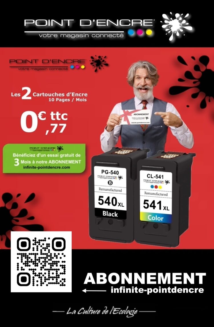 Point D’encre : Révolutionnez votre Impression avec l’Abonnement Infinite PG-540 & CL-541 pour votre Imprimante Canon 🖨️✨ #PointDencre #ImpressionSansLimite #PackPG540 #PackCL541 #AbonnementInfinite #ImpressionEco #RenouvellementAutomatique #EssaiGratuit #Economie #ClientParticulier #ClientProfessionnel #Simplicité #Adaptabilité #InnovationImpression #OffreDeLancement #AbonnementFlexible #PointDEncre #ImpressionSansLimites #LibertéDImpression #SatisfactionClient#ImpressionResponsable #Économie💵 #Écologie🌿 #ImprimanteCanon #CartouchesDEncre #AbonnementImpression #InfinitePointDencre #ImpressionSansLimites #Simplicité #Innovation #RenouvellementAutomatique #ImpressionProfessionnelle #SatisfactionClient #SolutionsImpression #ImpressionDurable #Confiance #AbonnementFlexible #PointDEncre 🖨️💚