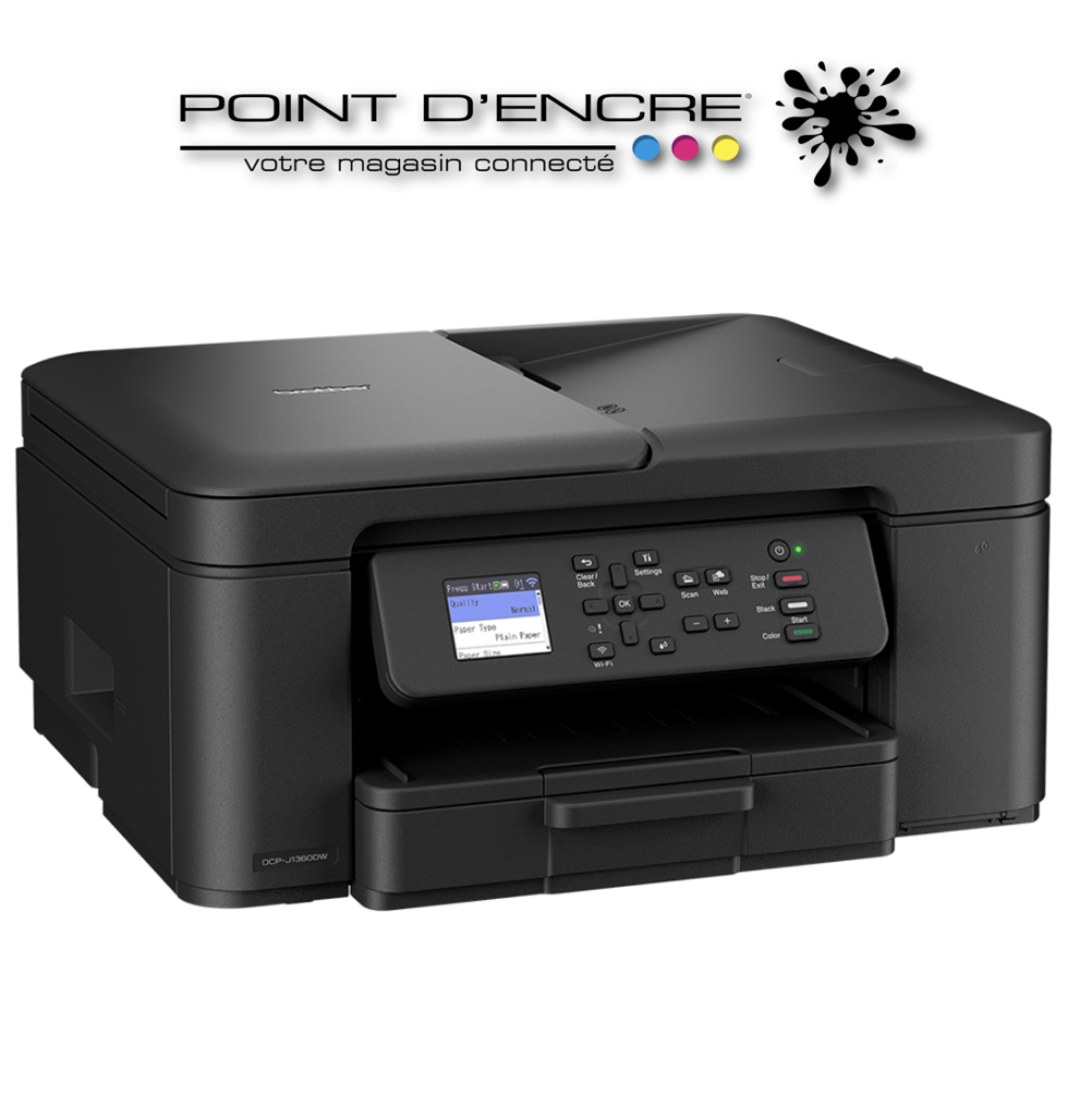DCP-J1360DW Imprimante jet d'encre multifonction 3-en-1 compacte sans fil. Eligible à notre ABONNEMENT infinite POINT D’ENCRE #ImprimanteBrother #DCPJ1360DW #PointDEncre #ImpressionDeQualité #ConnectivitéSansFil #EconomieDEncre #AbonnementInfinite #ImpressionIllimitée #GestionDesConsommables #SolutionsÉcologiques #Rentrée2025 #Professionnels #Familles #ImpressionRapide #Créativité #InnovationImpression #BudgetÉconomique #TechnologieModerne