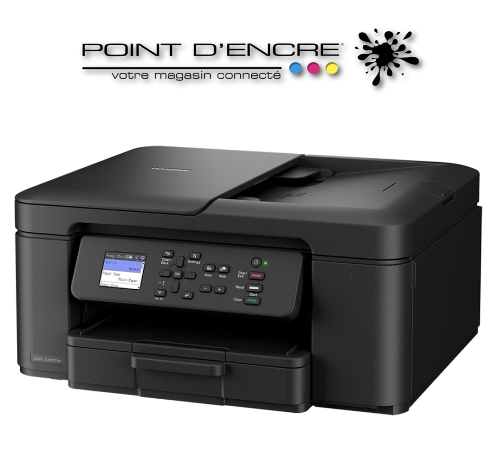 DCP-J1360DW Imprimante jet d'encre multifonction 3-en-1 compacte sans fil. Eligible à notre ABONNEMENT infinite POINT D’ENCRE #ImprimanteBrother #DCPJ1360DW #PointDEncre #ImpressionDeQualité #ConnectivitéSansFil #EconomieDEncre #AbonnementInfinite #ImpressionIllimitée #GestionDesConsommables #SolutionsÉcologiques #Rentrée2025 #Professionnels #Familles #ImpressionRapide #Créativité #InnovationImpression #BudgetÉconomique #TechnologieModerne