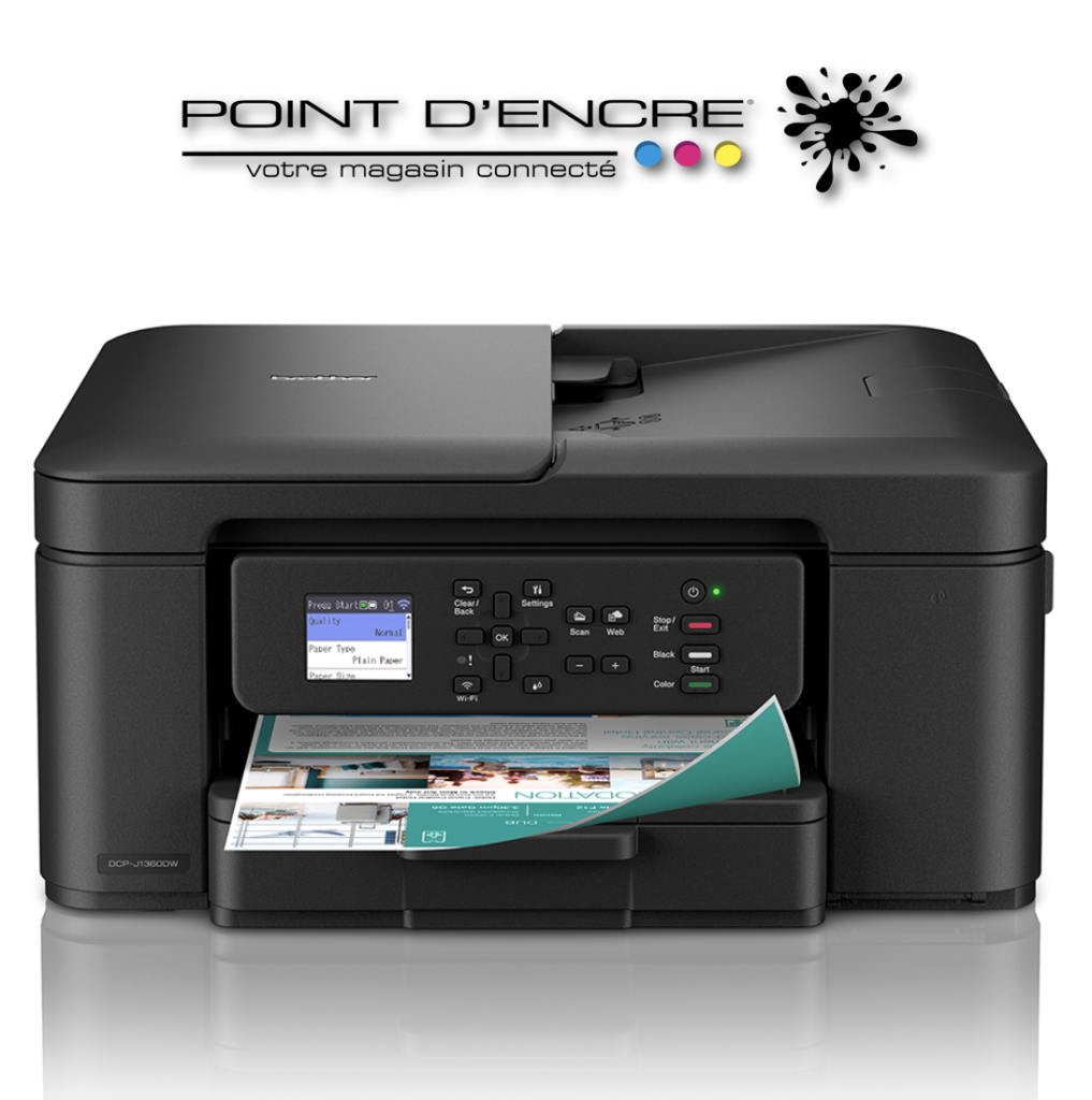 DCP-J1360DW Imprimante jet d'encre multifonction 3-en-1 compacte sans fil. Eligible à notre ABONNEMENT infinite POINT D’ENCRE #ImprimanteBrother #DCPJ1360DW #PointDEncre #ImpressionDeQualité #ConnectivitéSansFil #EconomieDEncre #AbonnementInfinite #ImpressionIllimitée #GestionDesConsommables #SolutionsÉcologiques #Rentrée2025 #Professionnels #Familles #ImpressionRapide #Créativité #InnovationImpression #BudgetÉconomique #TechnologieModerne