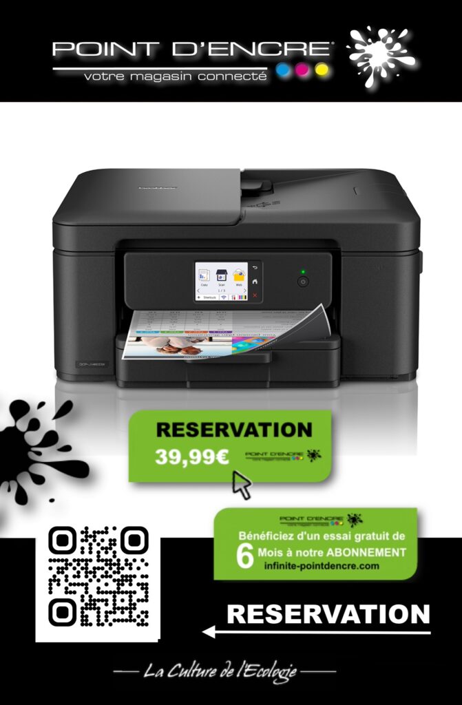 DCP-J1460DW Imprimante jet d'encre multifonction 3-en-1 compacte sans fil. Eligible à notre ABONNEMENT infinite POINT D’ENCRE #BrotherDCPJ1460DW #ImpressionHauteQualité #InnovationTechnologique #ImpressionSansFil #Polyvalence #InfinitePointDEncre #ÉconomieDEncre #RendezVousImprimantes #GestionDesConsommables #Durabilité #ImpressionRapide #ProjetsScolaires #BureauÀDomicile #ConnectivitéFacile #ImpressionModerne #Écologie #Rentrée2025