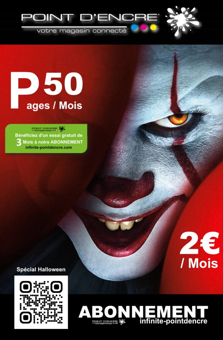 🎃👻 Offre Spéciale Halloween : Imprimez 50 Pages par Mois pour Seulement 2 € ! 🖨️✨ #Halloween #Impression #OffreSpéciale #CartouchesDEncre #Économie #Confort #ImpressionDeQualité #InfinitePointDEncre #Écologique #BonsPlansHalloween #InvitationHalloween #PréparatifsHalloween #ImpressionÀDomicile #50Pages #SatisfactionClient #PromoHalloween #Innovation #HeureDeLImpression